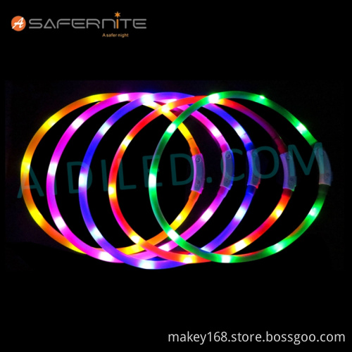 Durable Waterproof Silicone Led Pet Dog Safety Collar